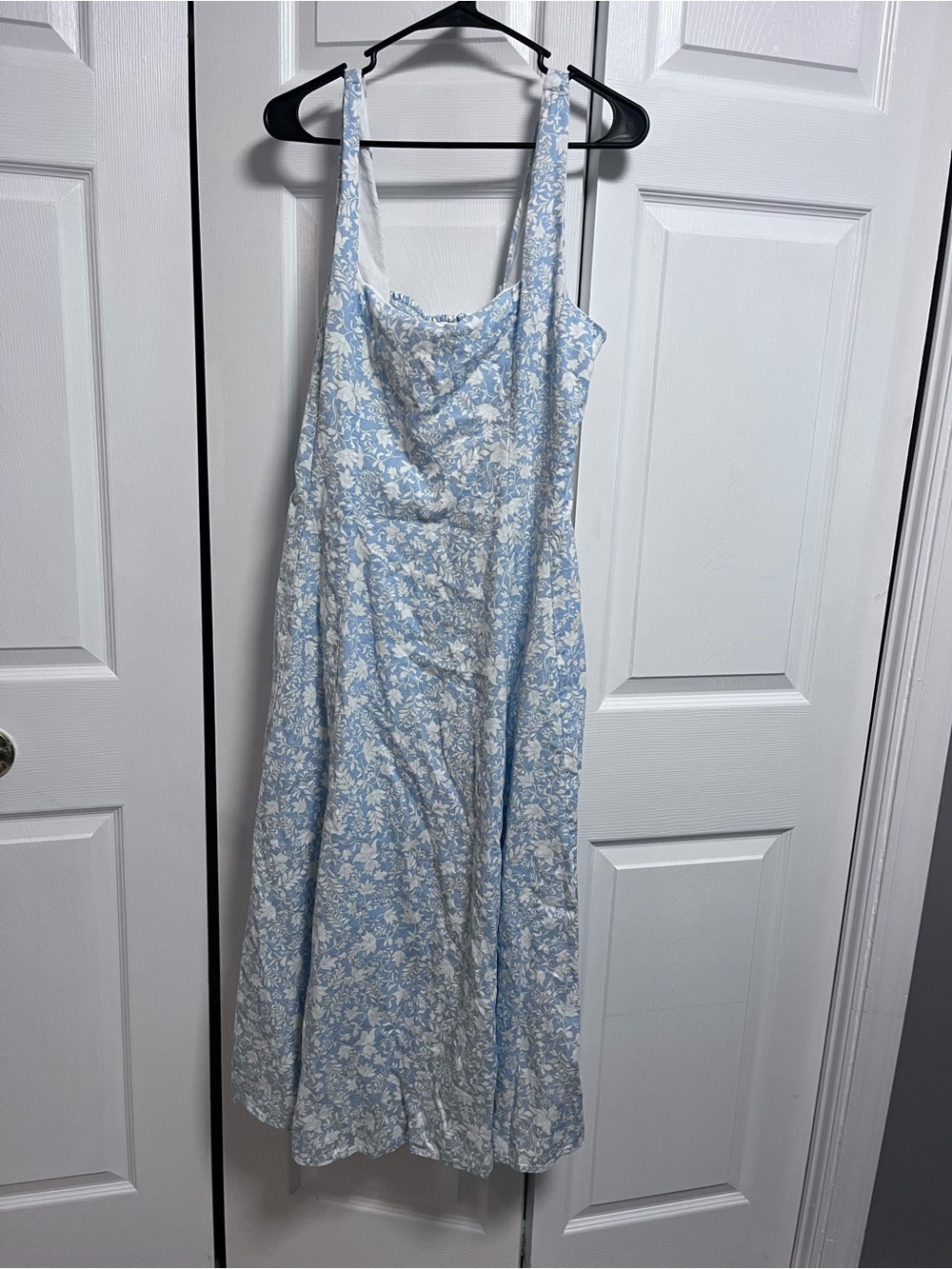 Joie Pale Blue & White Floral Midi Slip Linen blend Dress fairycore size 14